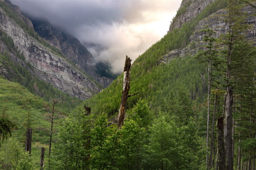 Mountain and lake scene at Glacier National Park.